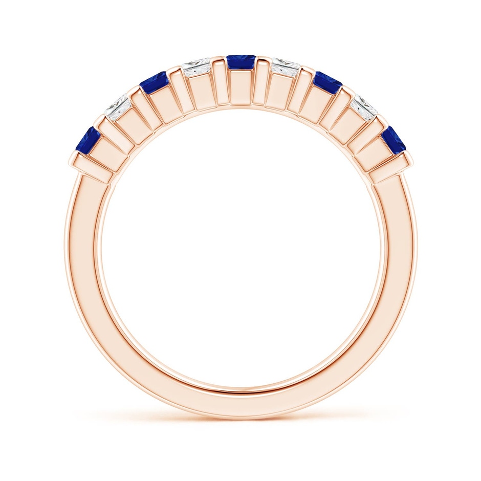 2.6mm AAAA Blue Sapphire and Diamond Semi Eternity Classic Wedding Ring in Rose Gold side 199