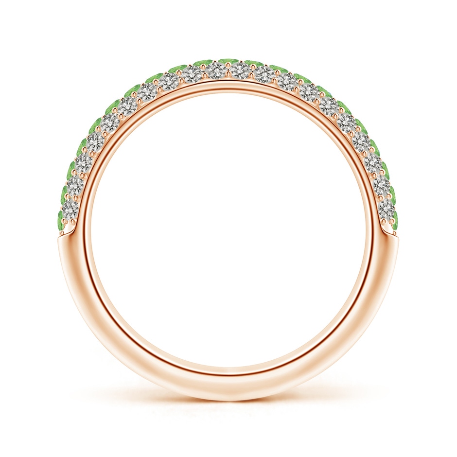 1.5mm A Triple Row Round Tsavorite and Diamond Wedding Ring in Rose Gold side 199