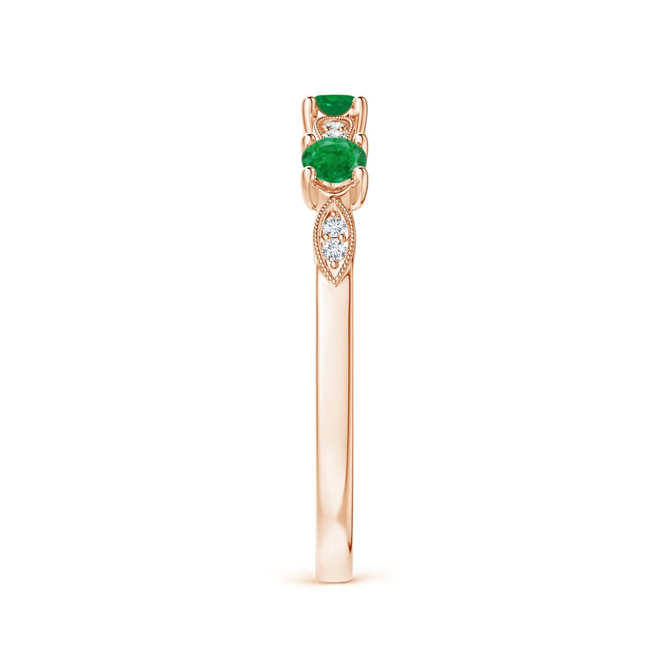 2.7mm AA Emerald & Diamond Marquise and Dot Ring in Rose Gold side 299
