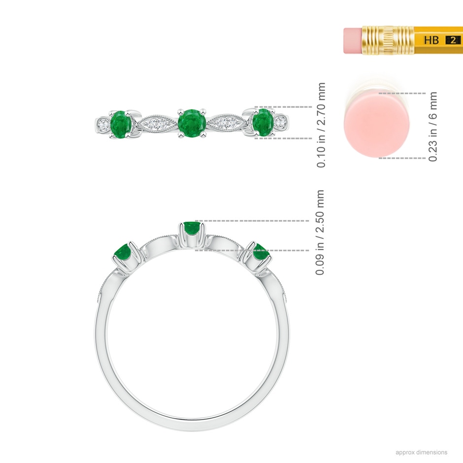 2.7mm AA Emerald & Diamond Marquise and Dot Ring in White Gold ruler