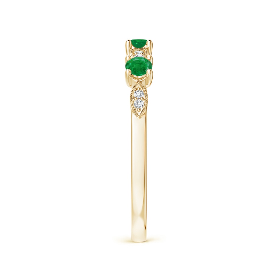 2.7mm AA Emerald & Diamond Marquise and Dot Ring in Yellow Gold side 299