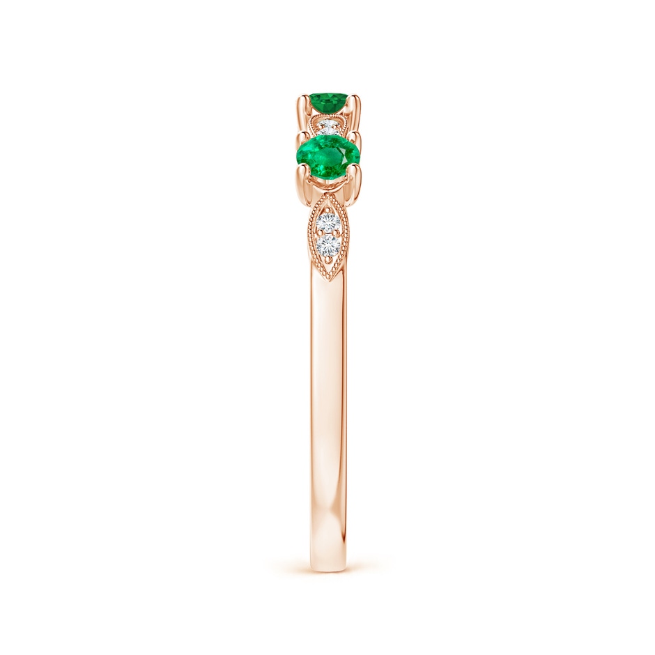2.7mm AAA Emerald & Diamond Marquise and Dot Ring in Rose Gold side 299