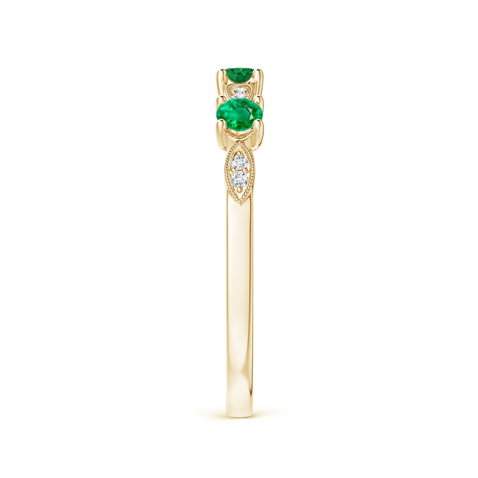 2.7mm AAA Emerald & Diamond Marquise and Dot Ring in Yellow Gold side 299