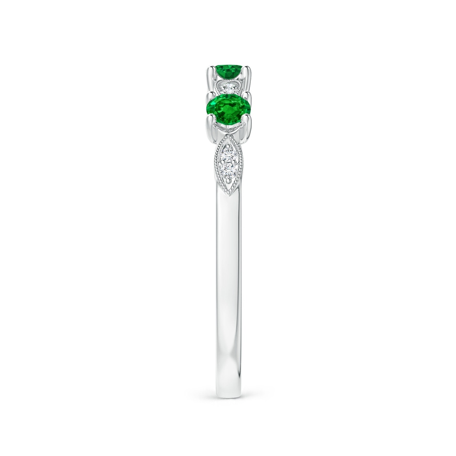 2.7mm AAAA Emerald & Diamond Marquise and Dot Ring in S999 Silver side 299