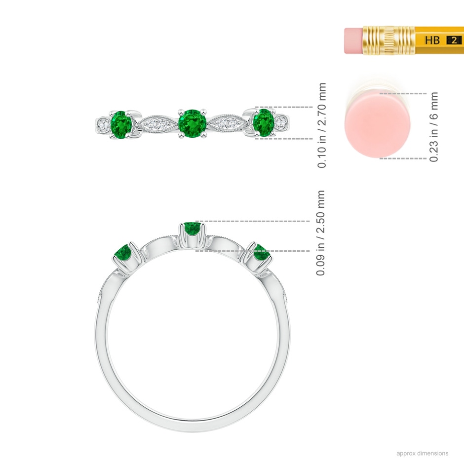 2.7mm AAAA Emerald & Diamond Marquise and Dot Ring in S999 Silver ruler