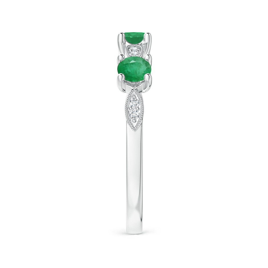 3.5mm A Emerald & Diamond Marquise and Dot Ring in 18K White Gold side 299