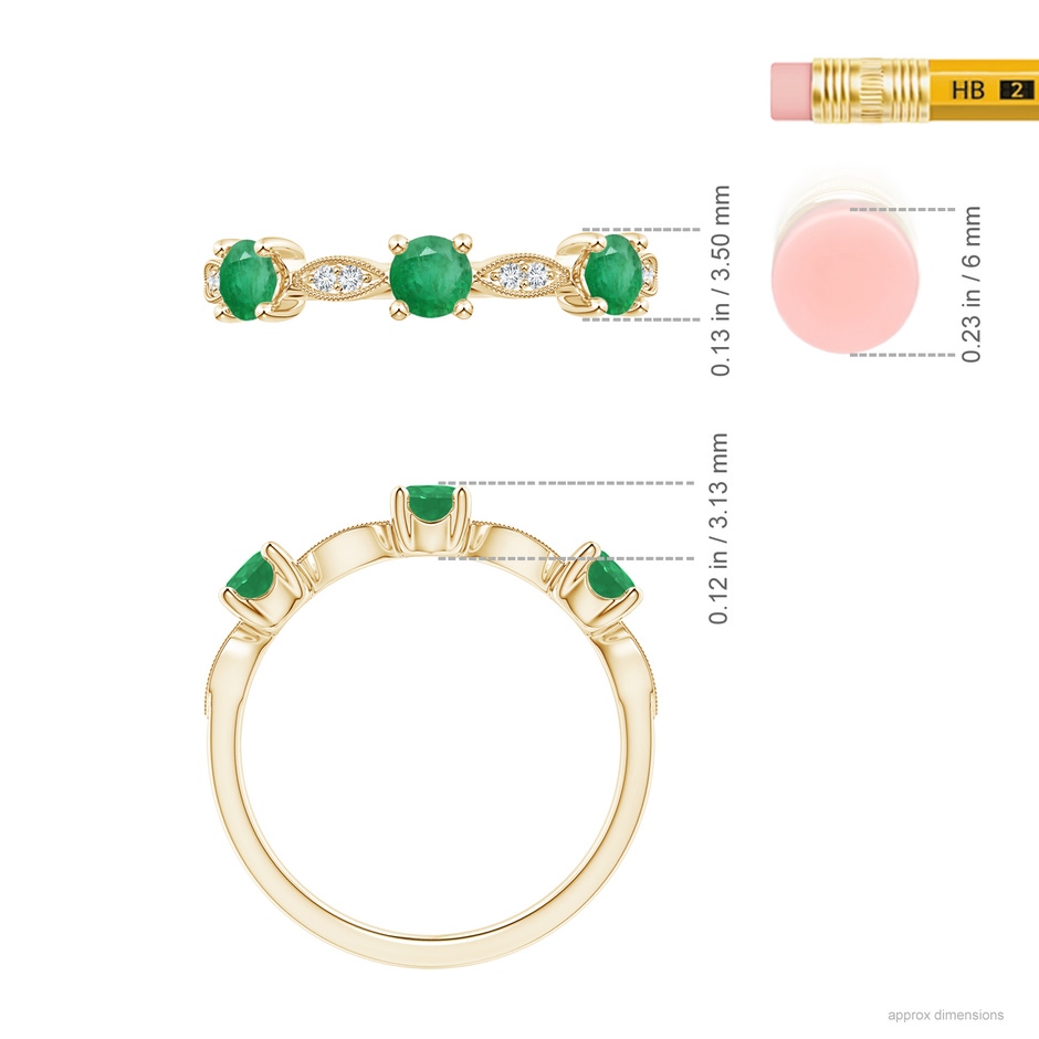 3.5mm A Emerald & Diamond Marquise and Dot Ring in 18K Yellow Gold ruler