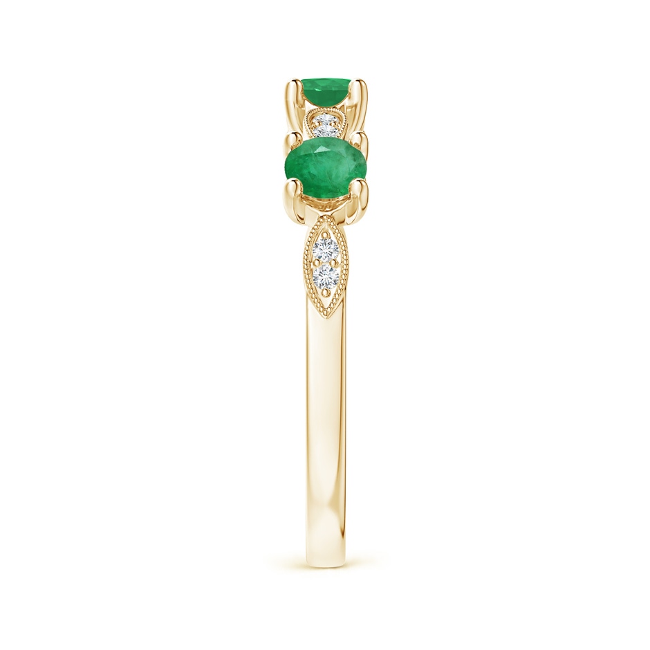 3.5mm A Emerald & Diamond Marquise and Dot Ring in Yellow Gold side 299