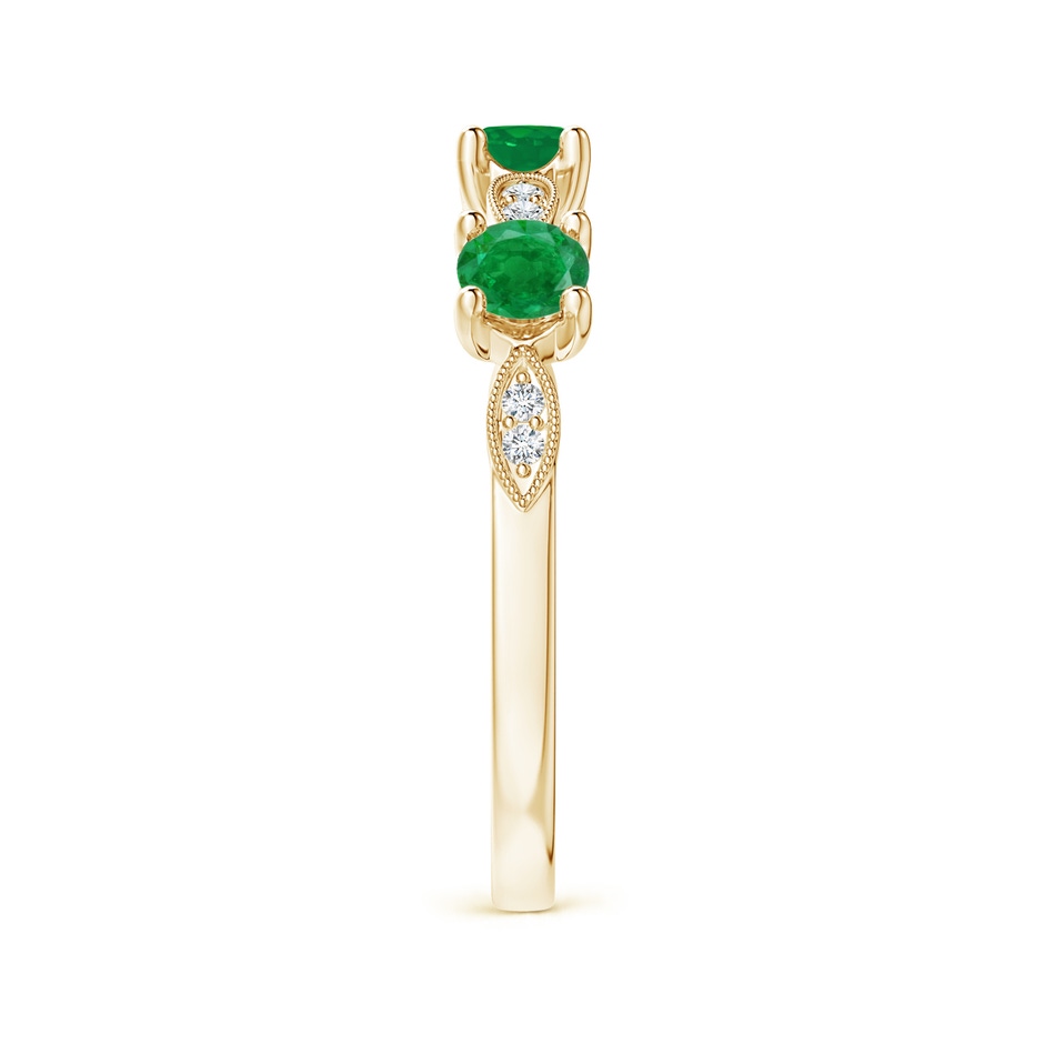 3.5mm AA Emerald & Diamond Marquise and Dot Ring in 18K Yellow Gold side 299