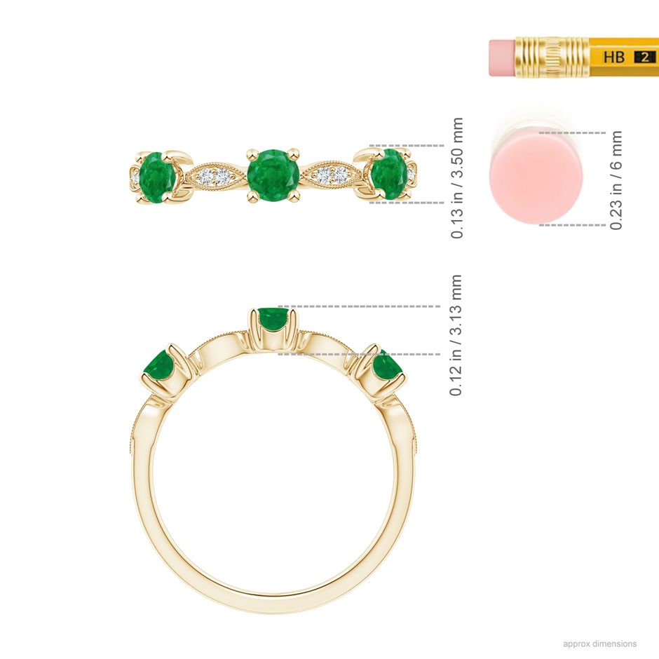3.5mm AA Emerald & Diamond Marquise and Dot Ring in 18K Yellow Gold ruler