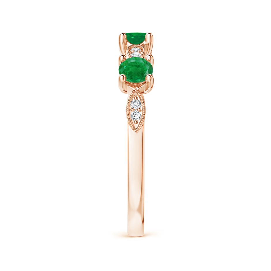 3.5mm AA Emerald & Diamond Marquise and Dot Ring in Rose Gold side 299