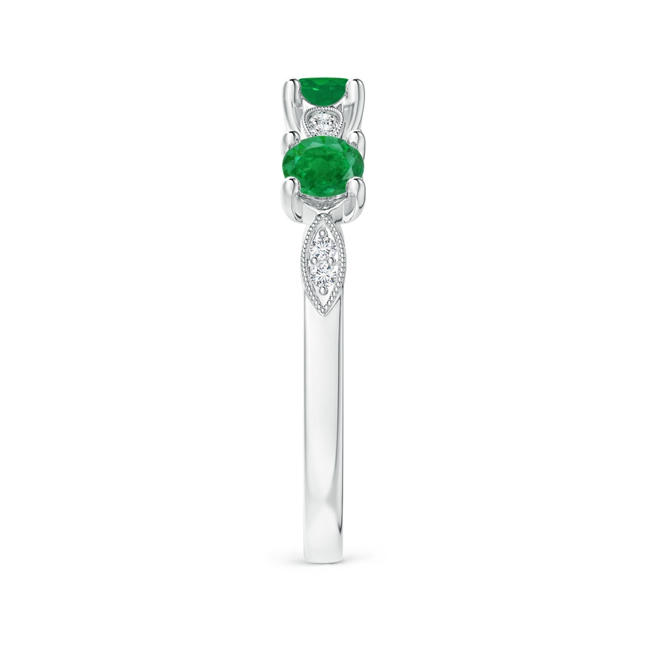 3.5mm AA Emerald & Diamond Marquise and Dot Ring in White Gold side 299