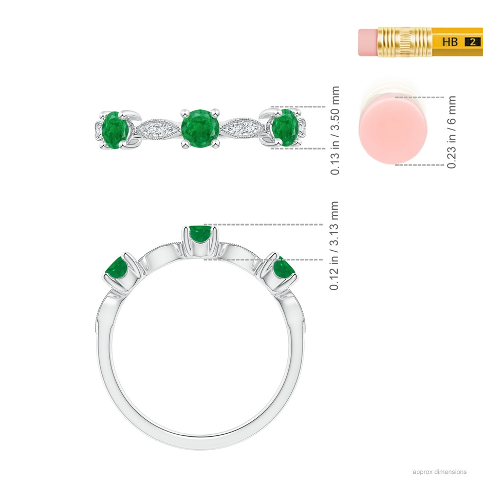 3.5mm AA Emerald & Diamond Marquise and Dot Ring in White Gold ruler