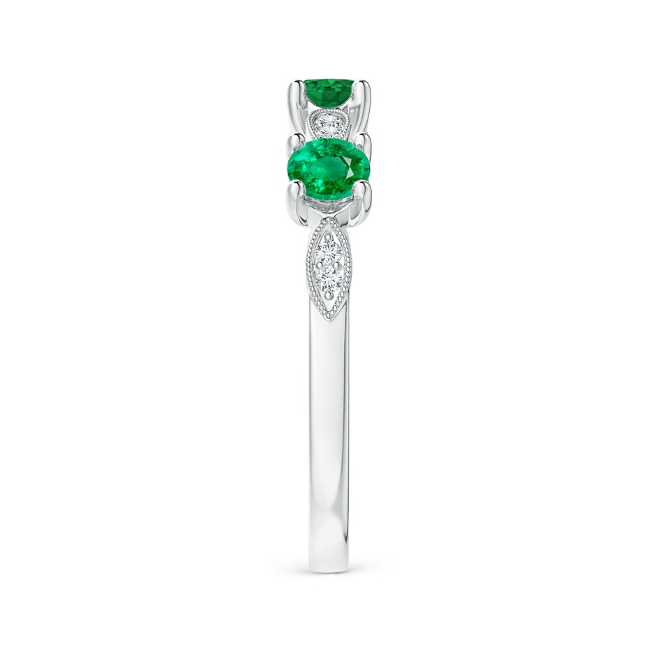 3.5mm AAA Emerald & Diamond Marquise and Dot Ring in 18K White Gold side 299