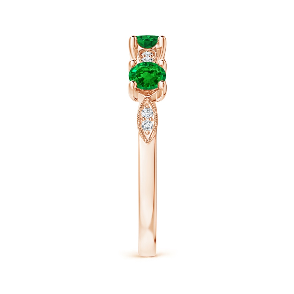3.5mm AAAA Emerald & Diamond Marquise and Dot Ring in 18K Rose Gold side 299
