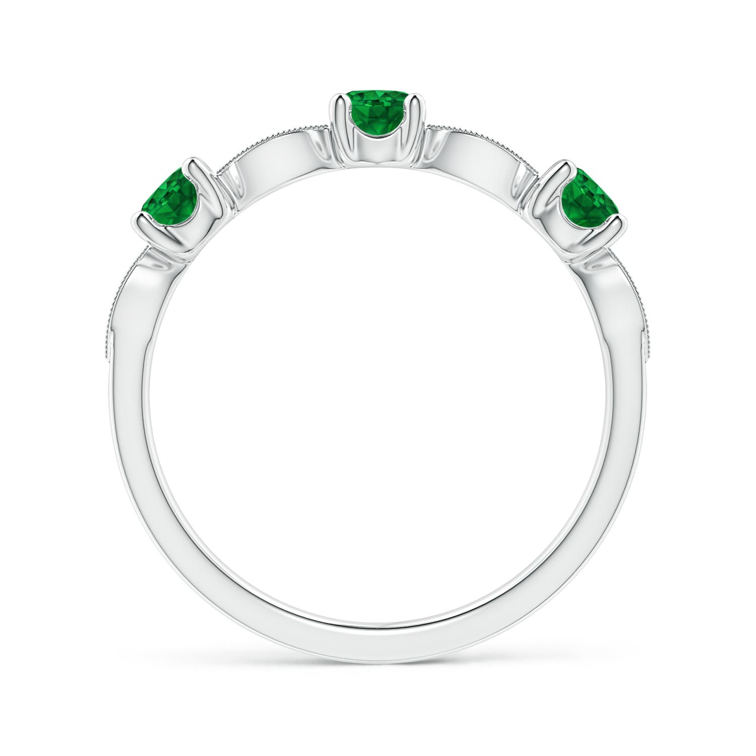 3.5mm AAAA Emerald & Diamond Marquise and Dot Ring in 18CT White Gold - side 3