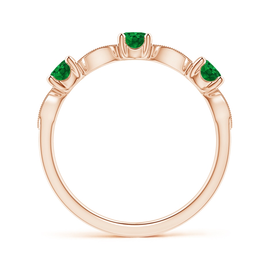 3.5mm AAAA Emerald & Diamond Marquise and Dot Ring in Rose Gold side 199