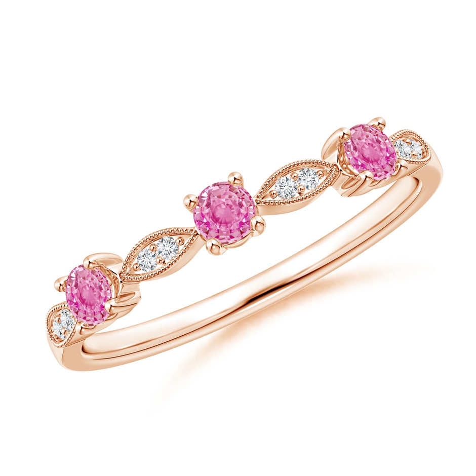 2.7mm AA Pink Sapphire & Diamond Marquise and Dot Band in Rose Gold 