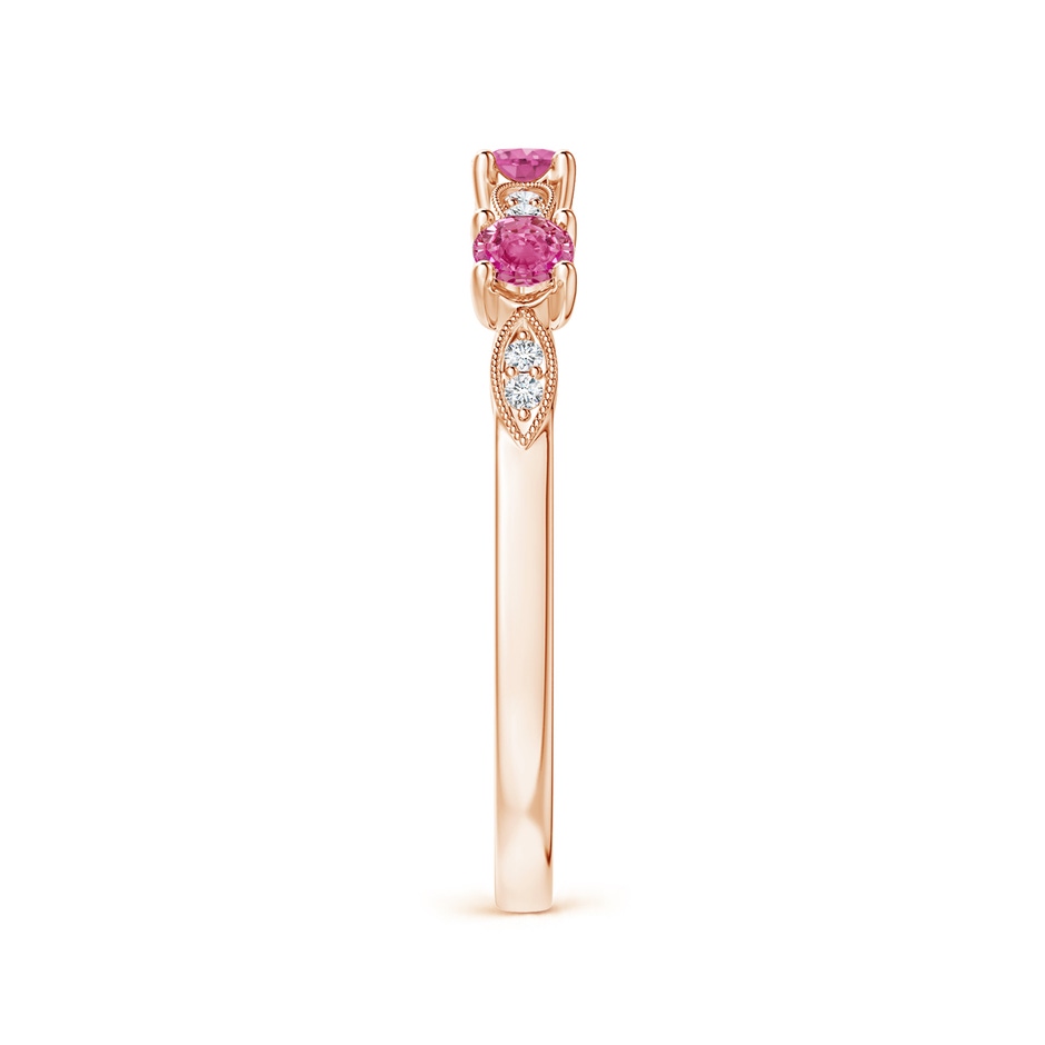 2.7mm AAA Pink Sapphire & Diamond Marquise and Dot Band in Rose Gold side 299