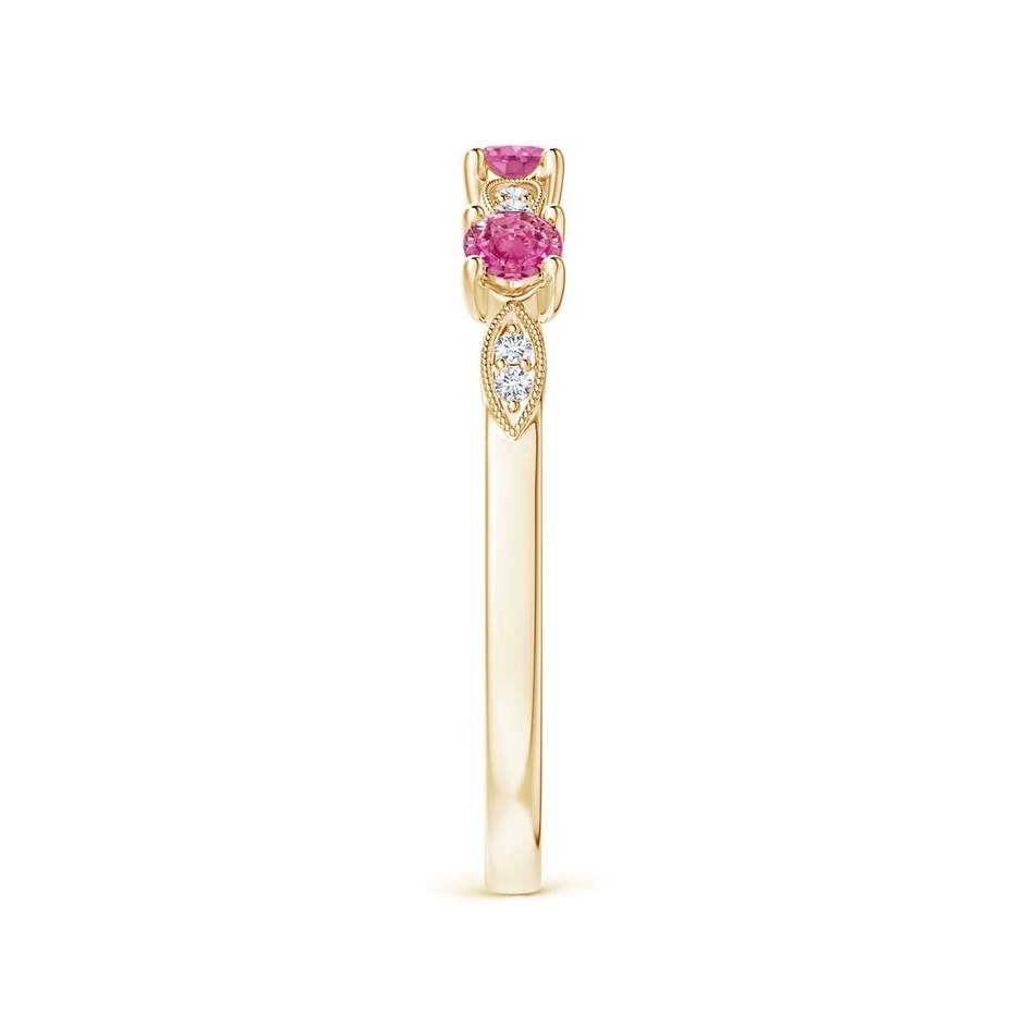 2.7mm AAA Pink Sapphire & Diamond Marquise and Dot Band in Yellow Gold side 299