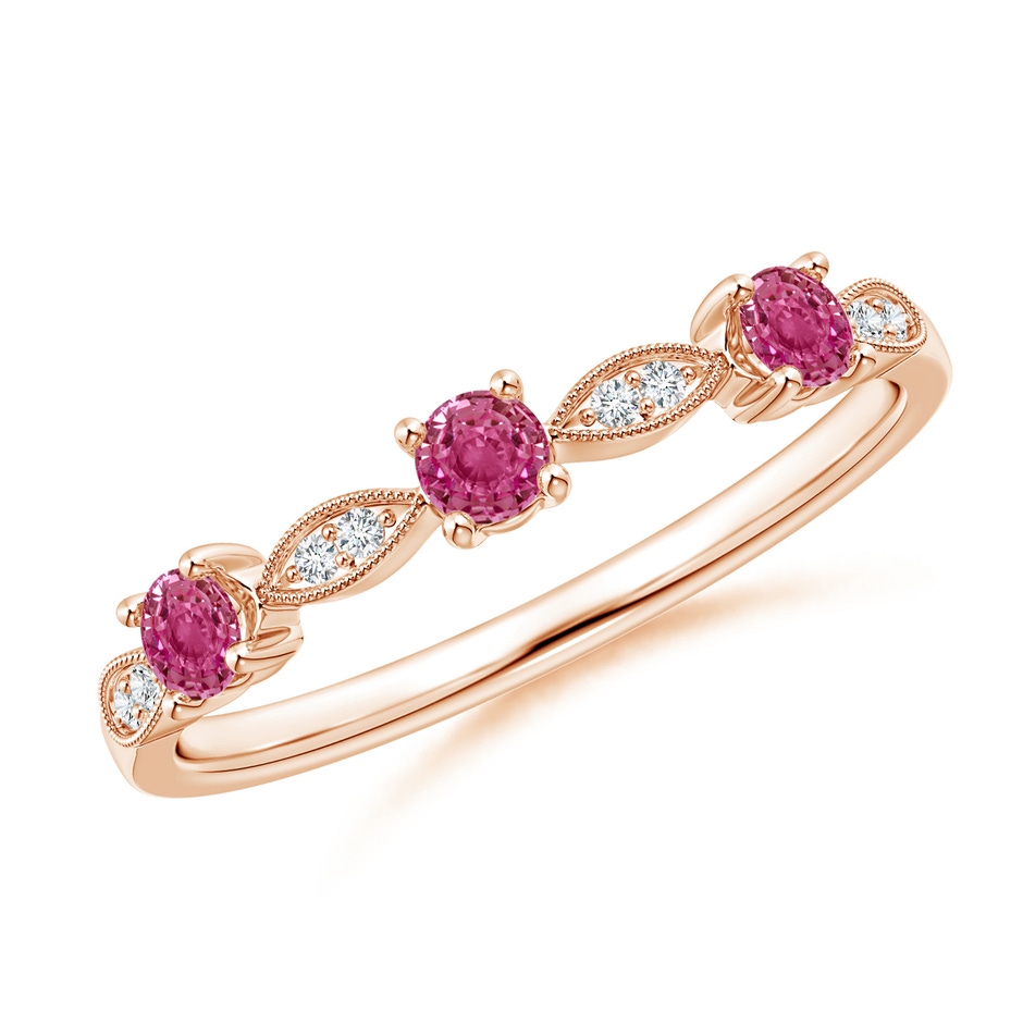 2.7mm AAAA Pink Sapphire & Diamond Marquise and Dot Band in Rose Gold 