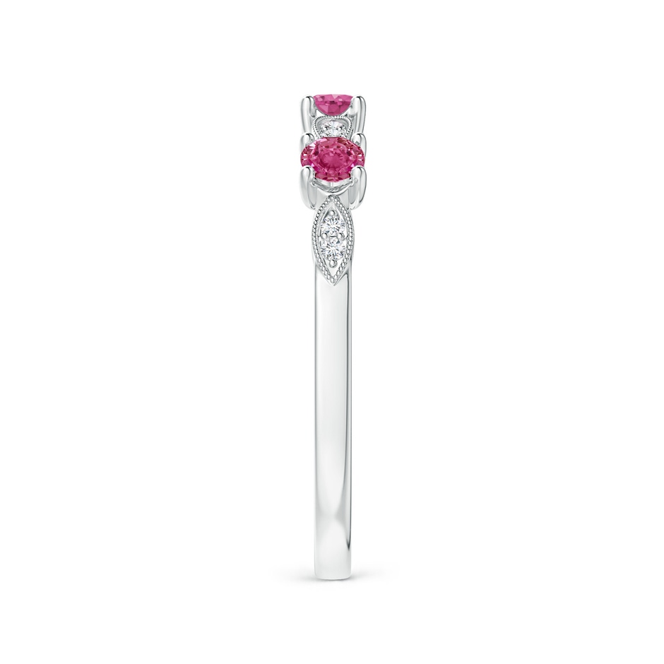 2.7mm AAAA Pink Sapphire & Diamond Marquise and Dot Band in White Gold side 299