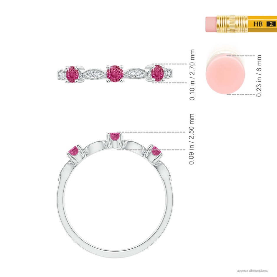2.7mm AAAA Pink Sapphire & Diamond Marquise and Dot Band in White Gold ruler