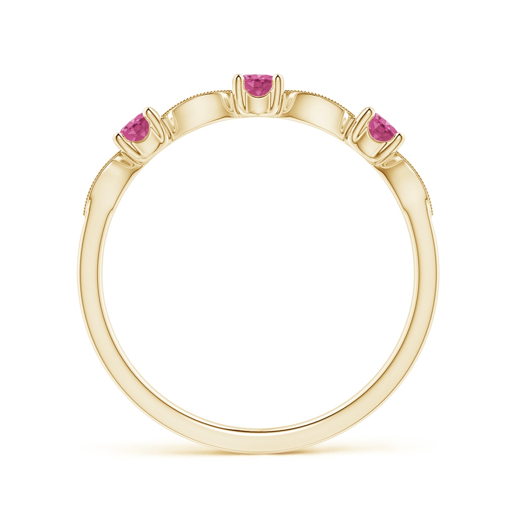 2.7mm AAAA Pink Sapphire & Diamond Marquise and Dot Band in Yellow Gold - side 199