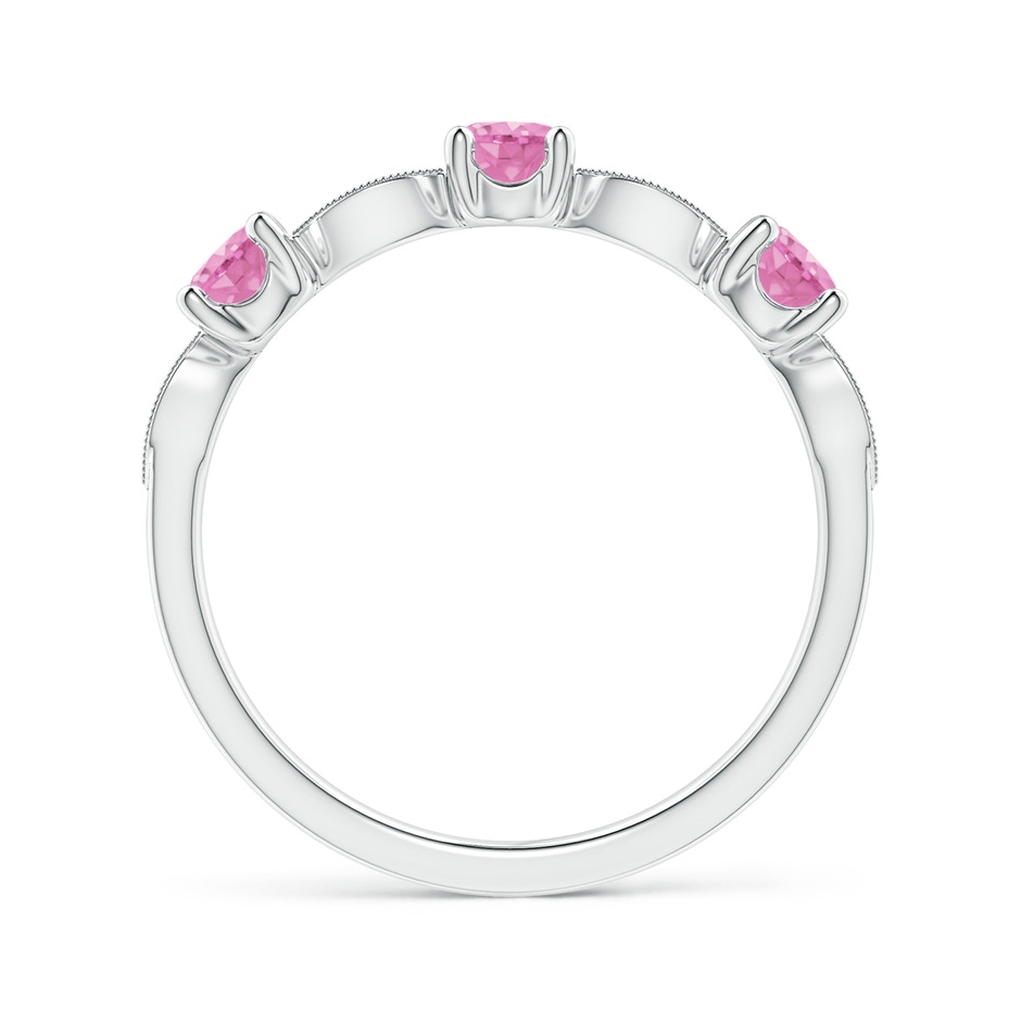 3.5mm A Pink Sapphire & Diamond Marquise and Dot Band in 18K White Gold side 199
