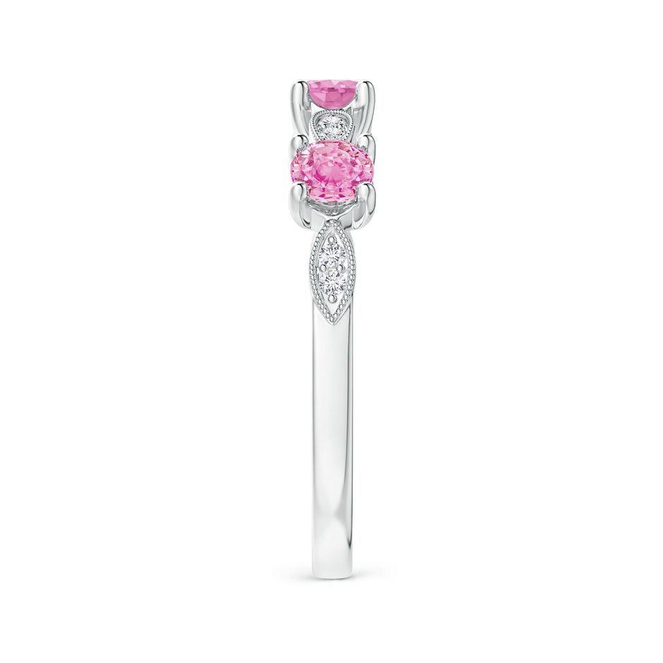 3.5mm A Pink Sapphire & Diamond Marquise and Dot Band in 18K White Gold side 299