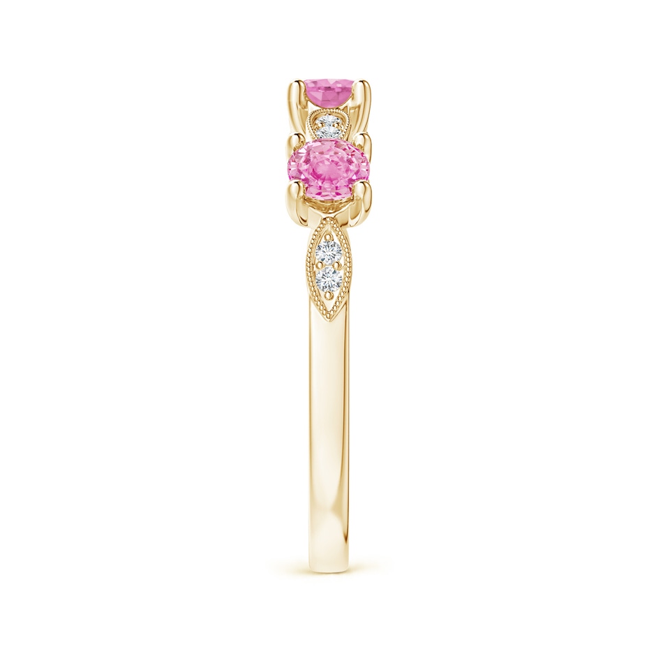 3.5mm A Pink Sapphire & Diamond Marquise and Dot Band in 18K Yellow Gold side 299