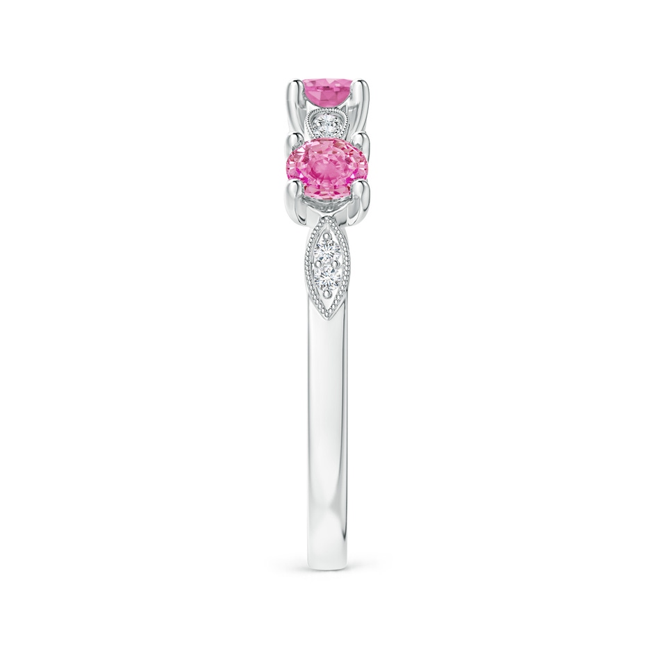 3.5mm AA Pink Sapphire & Diamond Marquise and Dot Band in 18K White Gold side 299