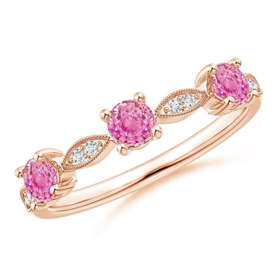 3.5mm AA Pink Sapphire & Diamond Marquise and Dot Band in Rose Gold 