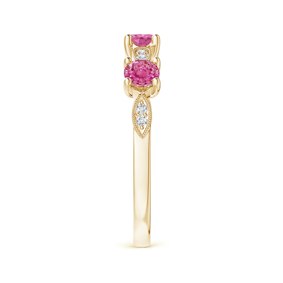 3.5mm AAA Pink Sapphire & Diamond Marquise and Dot Band in 18K Yellow Gold side 299