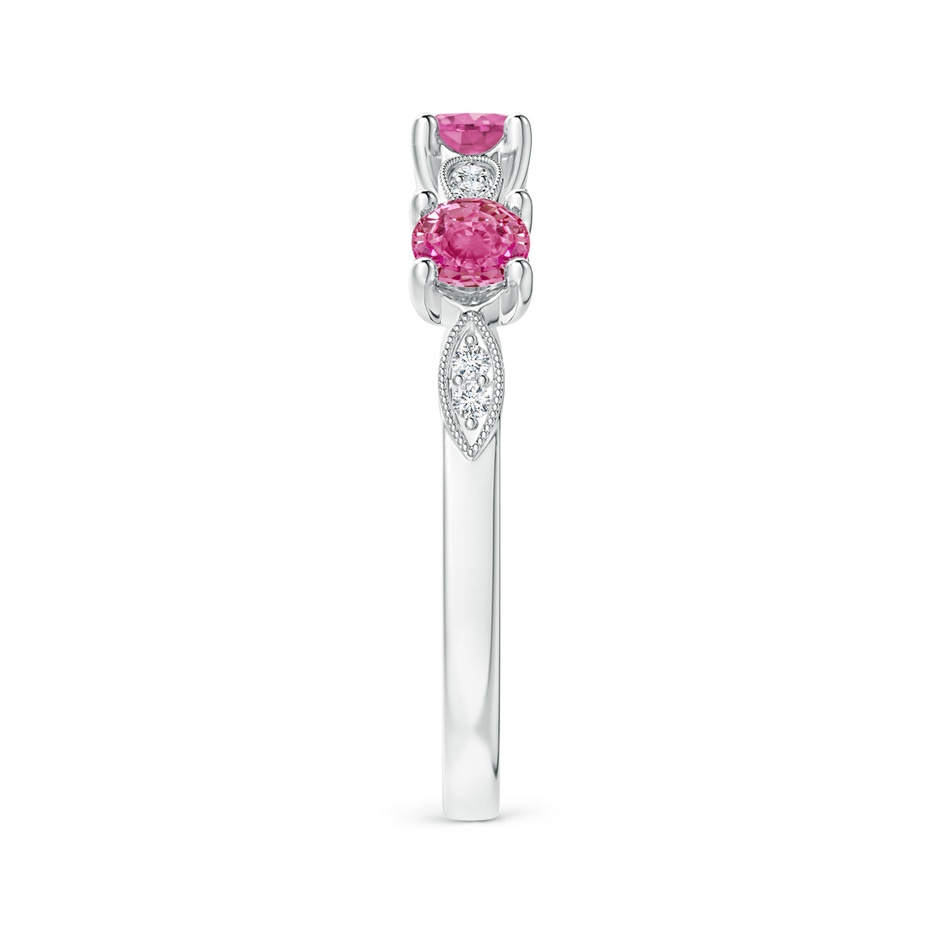 3.5mm AAA Pink Sapphire & Diamond Marquise and Dot Band in White Gold side 299