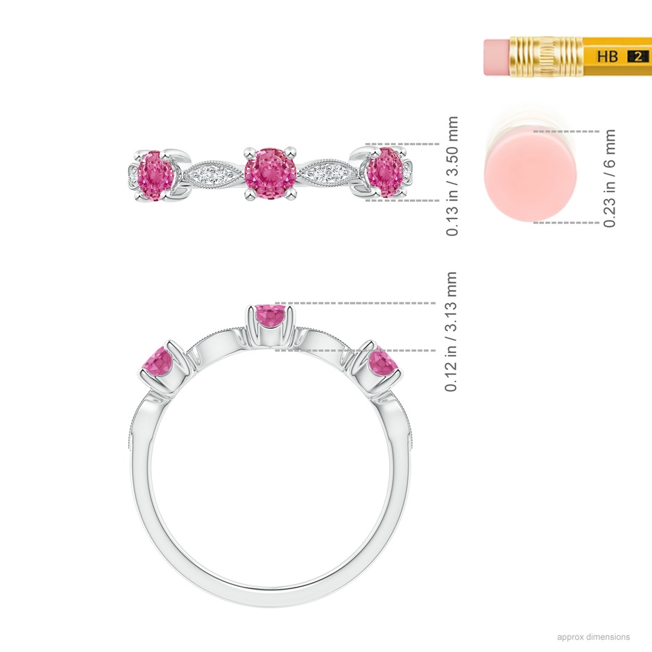 3.5mm AAA Pink Sapphire & Diamond Marquise and Dot Band in White Gold ruler