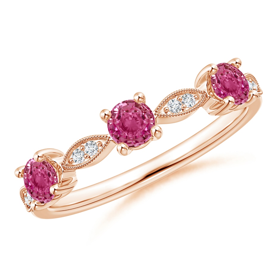 3.5mm AAAA Pink Sapphire & Diamond Marquise and Dot Band in Rose Gold 