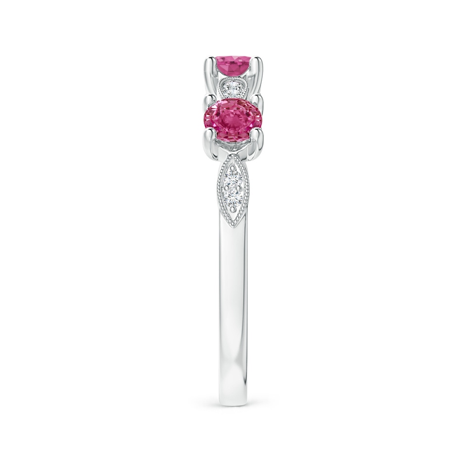 3.5mm AAAA Pink Sapphire & Diamond Marquise and Dot Band in White Gold side 299
