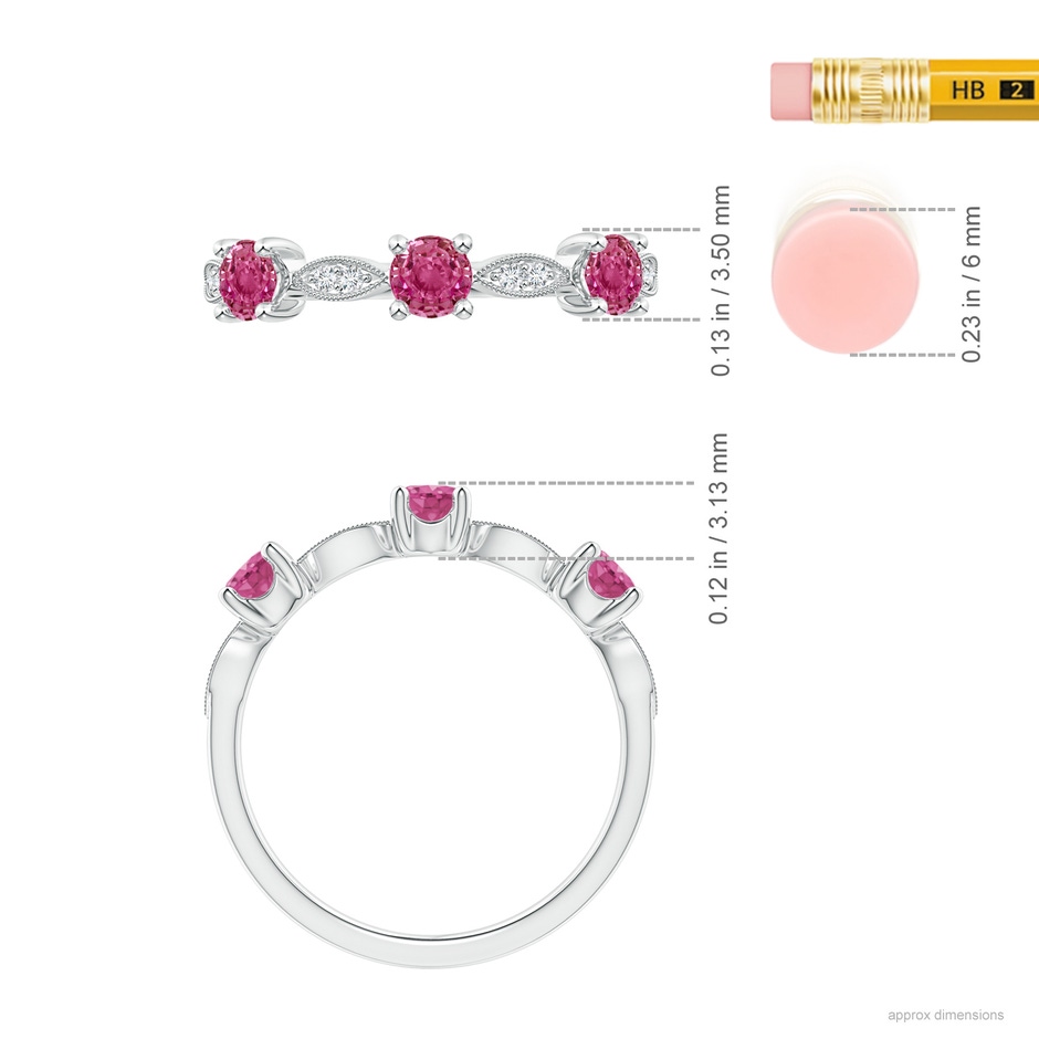 3.5mm AAAA Pink Sapphire & Diamond Marquise and Dot Band in White Gold ruler
