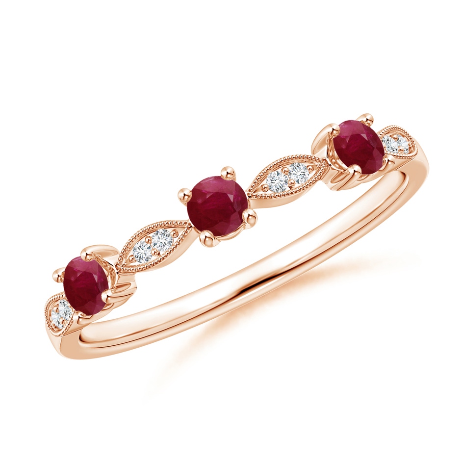 2.7mm A Ruby & Diamond Marquise and Dot Ring in Rose Gold 