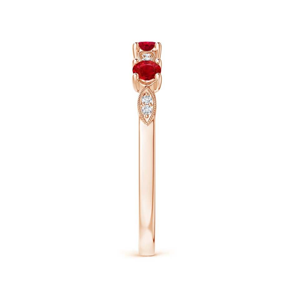 2.7mm AAA Ruby & Diamond Marquise and Dot Ring in Rose Gold side 299