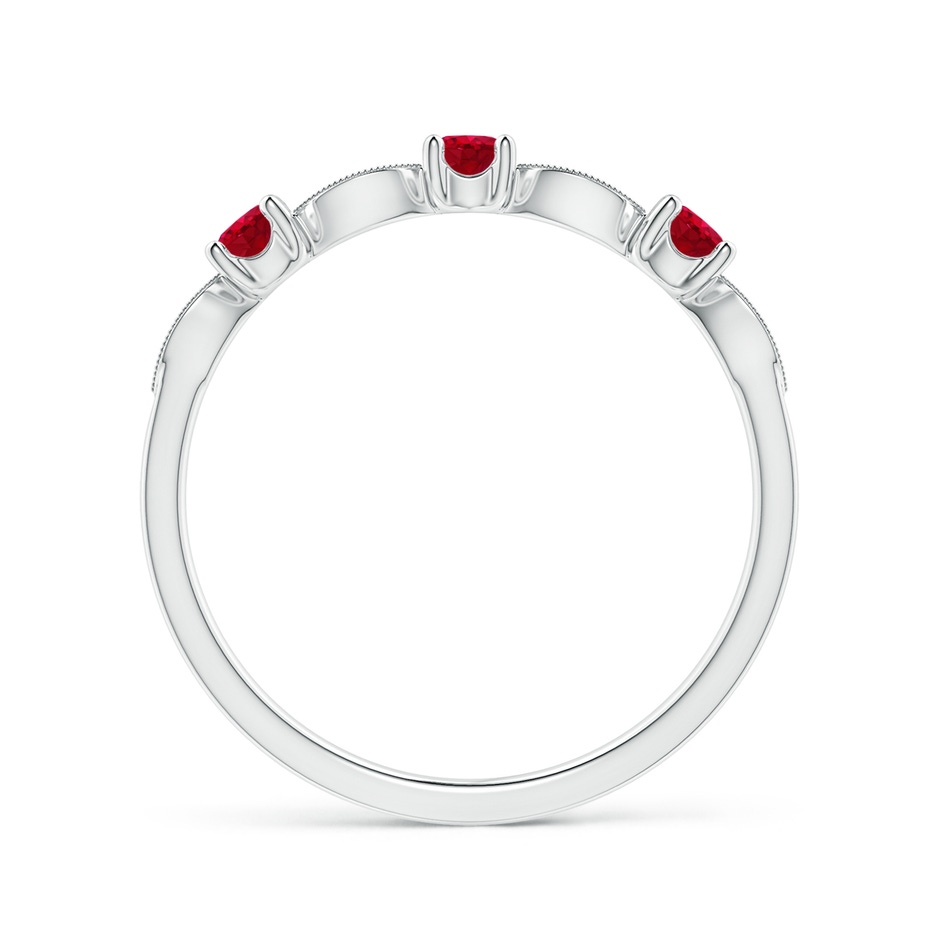 2.7mm AAA Ruby & Diamond Marquise and Dot Ring in S999 Silver side 199