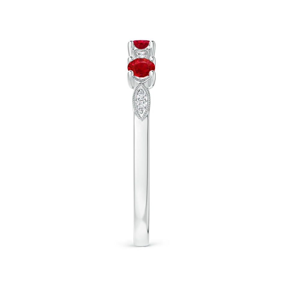 2.7mm AAA Ruby & Diamond Marquise and Dot Ring in S999 Silver side 299
