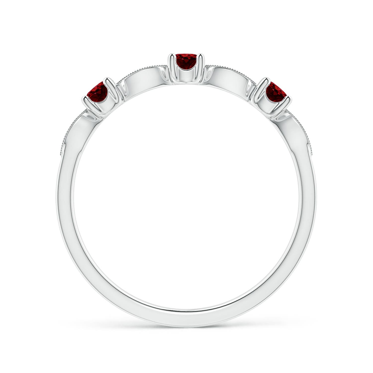 2.7mm AAAA Ruby & Diamond Marquise and Dot Ring in 18K White Gold