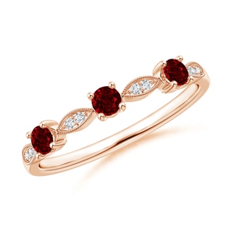 2.7mm AAAA Ruby & Diamond Marquise and Dot Ring in 9K Rose Gold