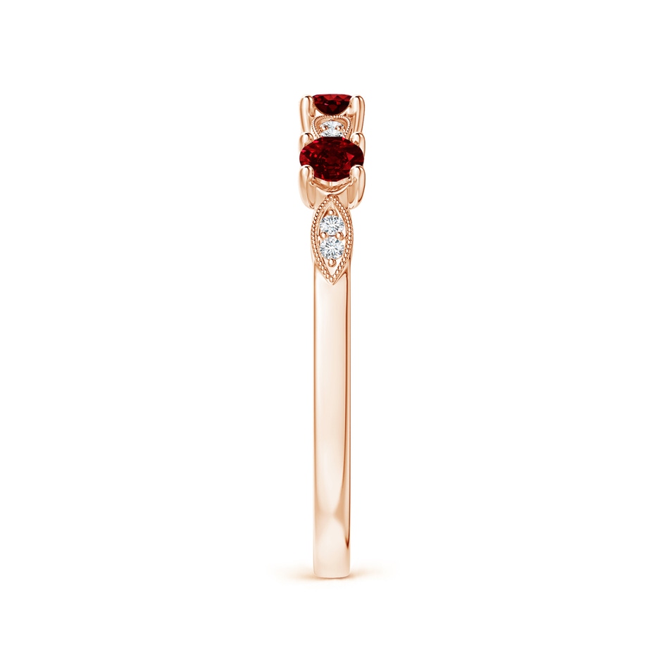 2.7mm AAAA Ruby & Diamond Marquise and Dot Ring in 9K Rose Gold side 299