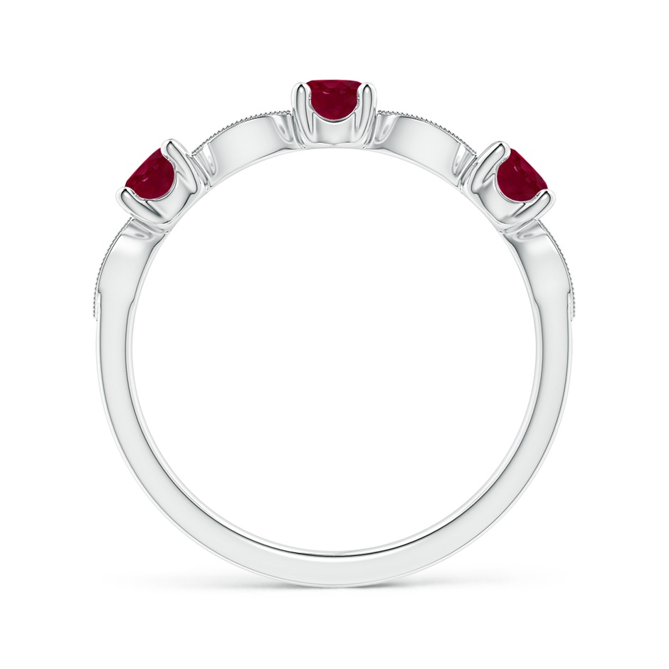 3.5mm A Ruby & Diamond Marquise and Dot Ring in 18K White Gold side 199