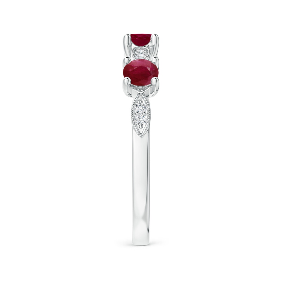 3.5mm A Ruby & Diamond Marquise and Dot Ring in 18K White Gold side 299