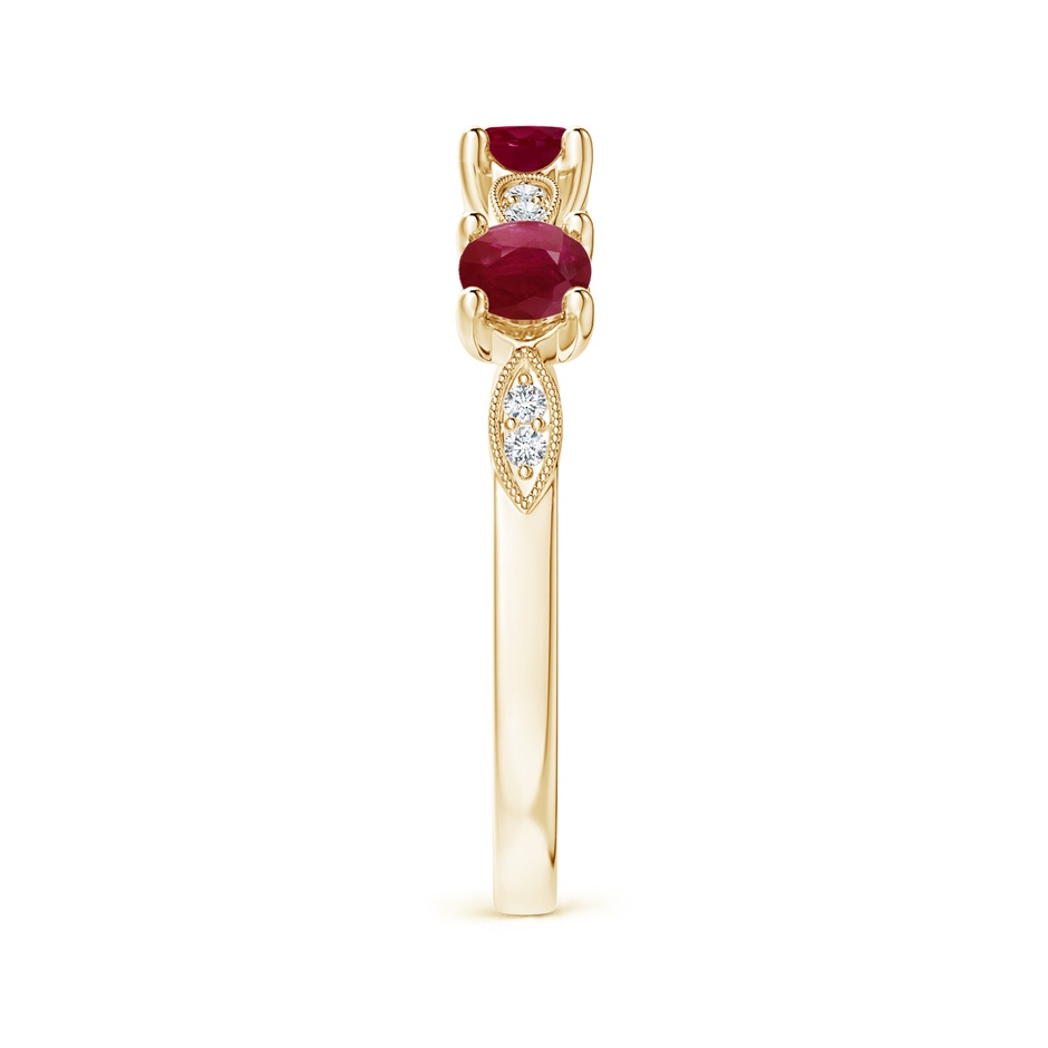 3.5mm A Ruby & Diamond Marquise and Dot Ring in 18K Yellow Gold side 299