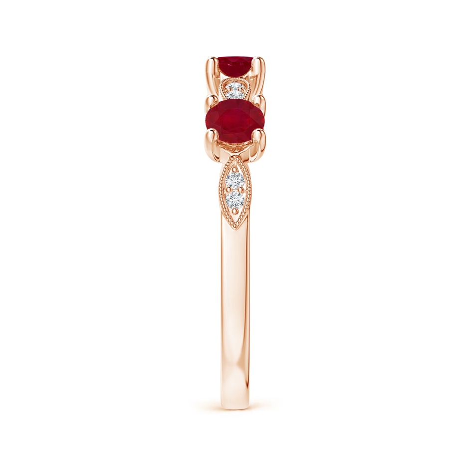 3.5mm AA Ruby & Diamond Marquise and Dot Ring in 18K Rose Gold side 299